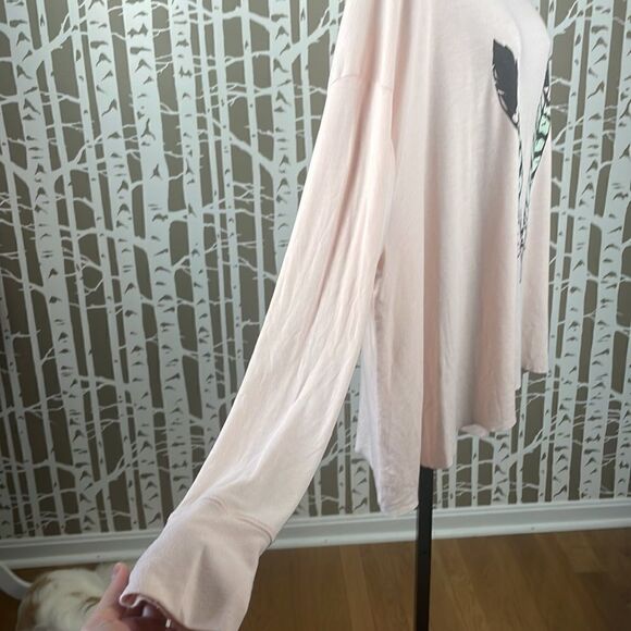 Wildfox Oversized Feather Print Boho Long Sleeve Shirt sz M - Picture 3 of 12